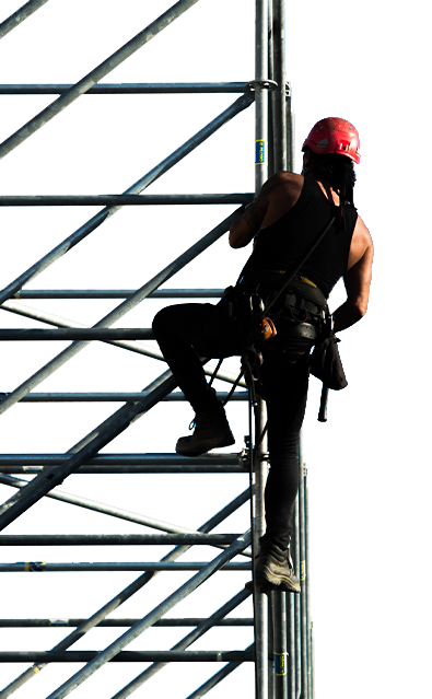 A man in the steel ladder